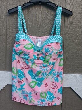 Bella Fiore Floral Tropical Print Tankini Swim Top Size XL